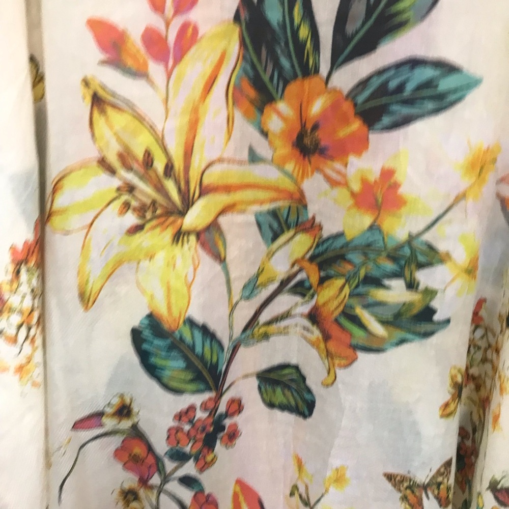 Vince Camuto Kimono Top Floral Open Front Batwing Sleeve Tie Cover Up‎ Boho - Picture 9 of 14